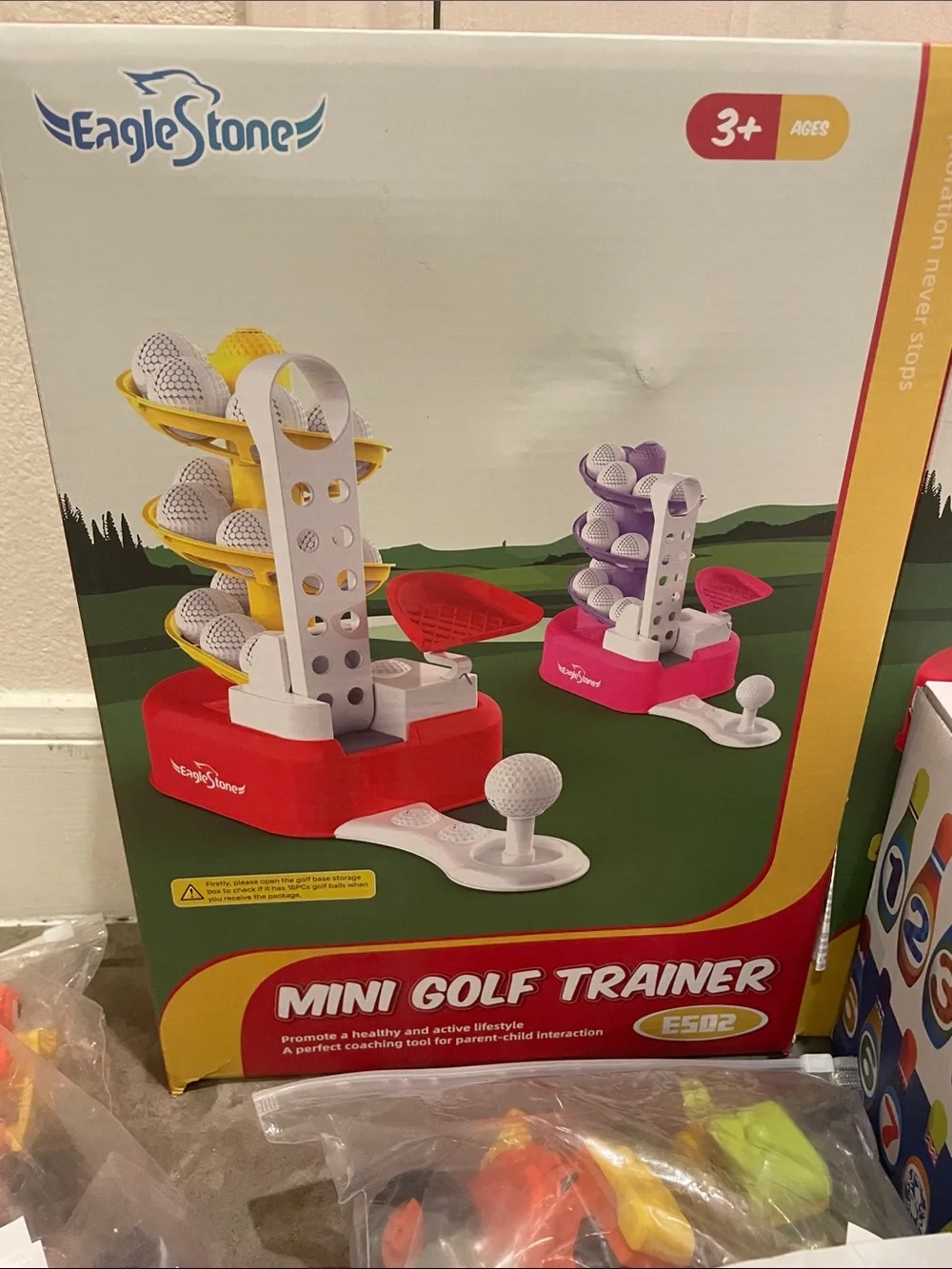 Toy bundle - bowling set, mini golf, toy trucks